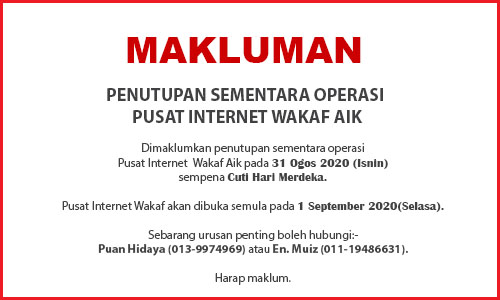 NOTIS PENUTUPAN PI CUTI MERDEKA