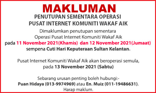 NOTIS PENUTUPAN CUTI SULTAN KELANTAN
