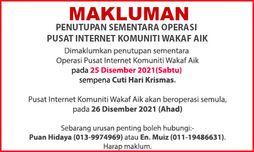 NOTIS PENUTUPAN PI SEMPENA HARI KRISMAS
